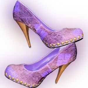 Bakers Plaid Fur Nikki Heels